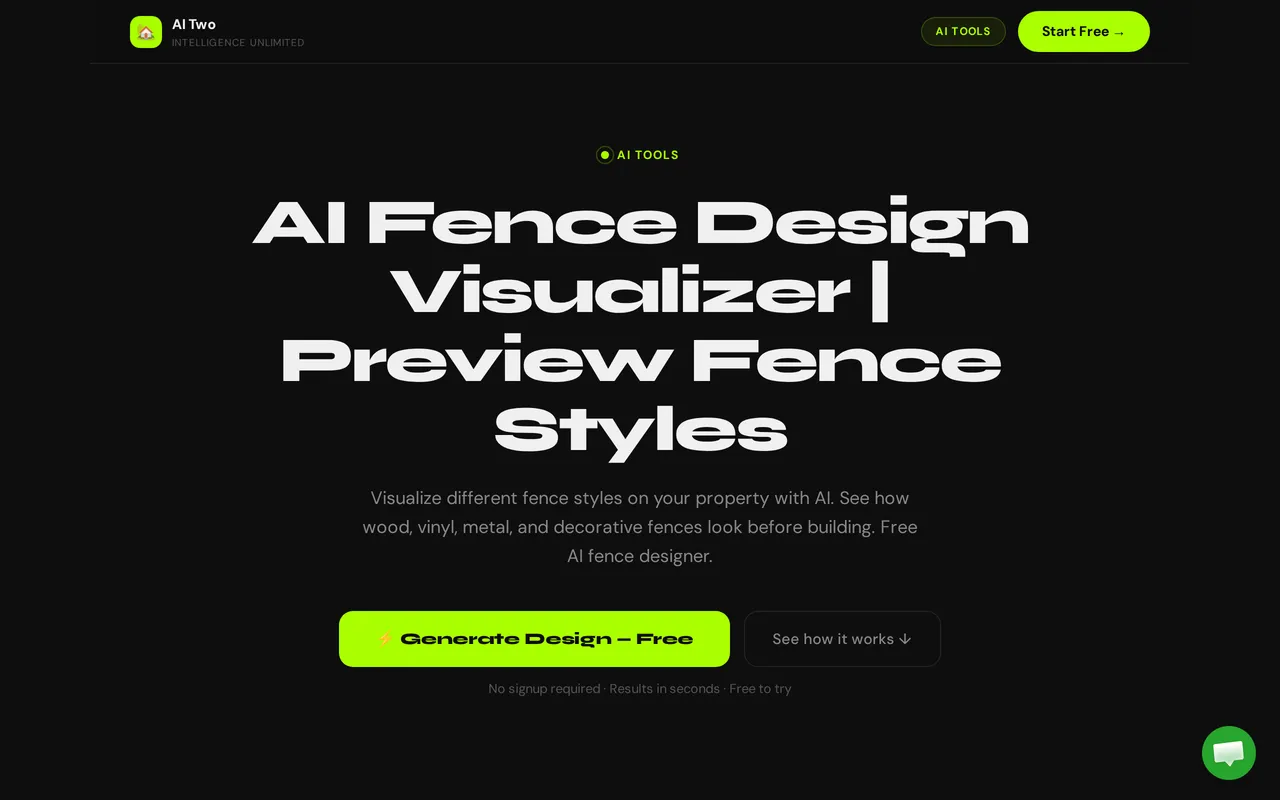 AI Two Fence Design Visualizer home page screenshot