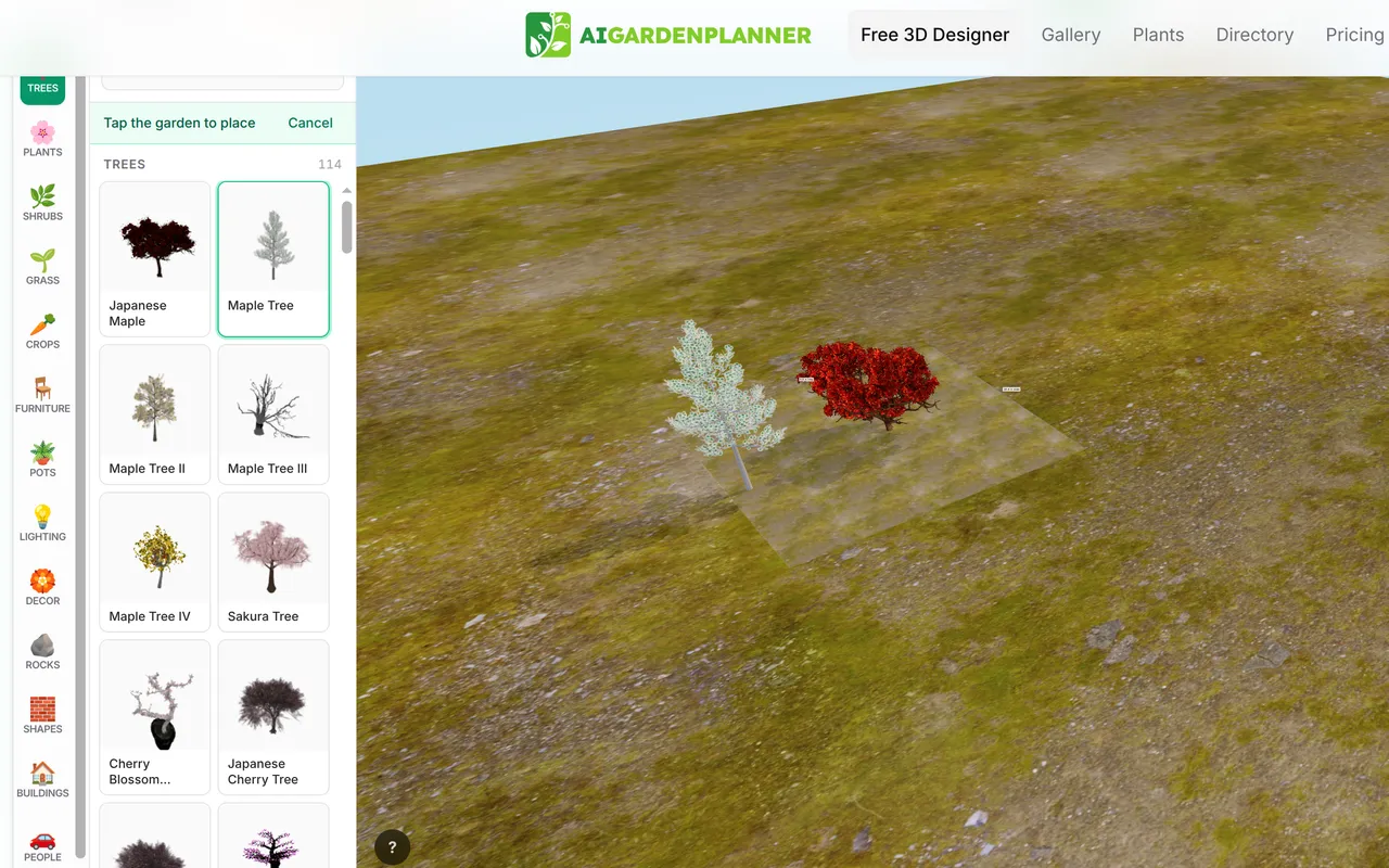 AIGardenPlanner 3D Garden Designer home page screenshot