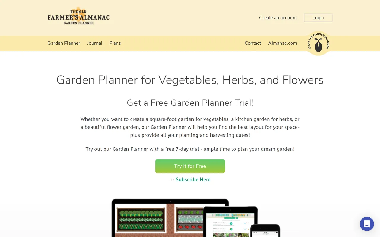 Almanac Garden Planner home page screenshot