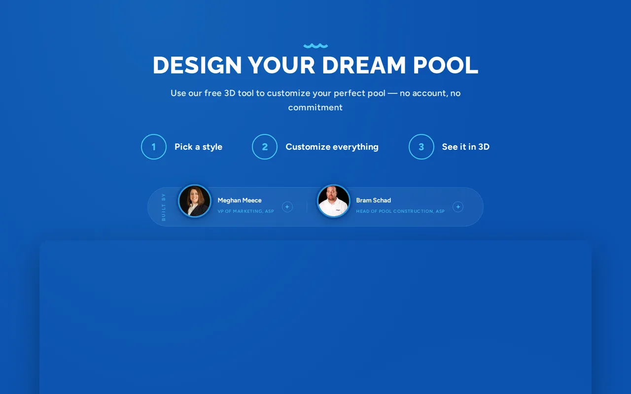 ASP Pool Design Tool home page screenshot