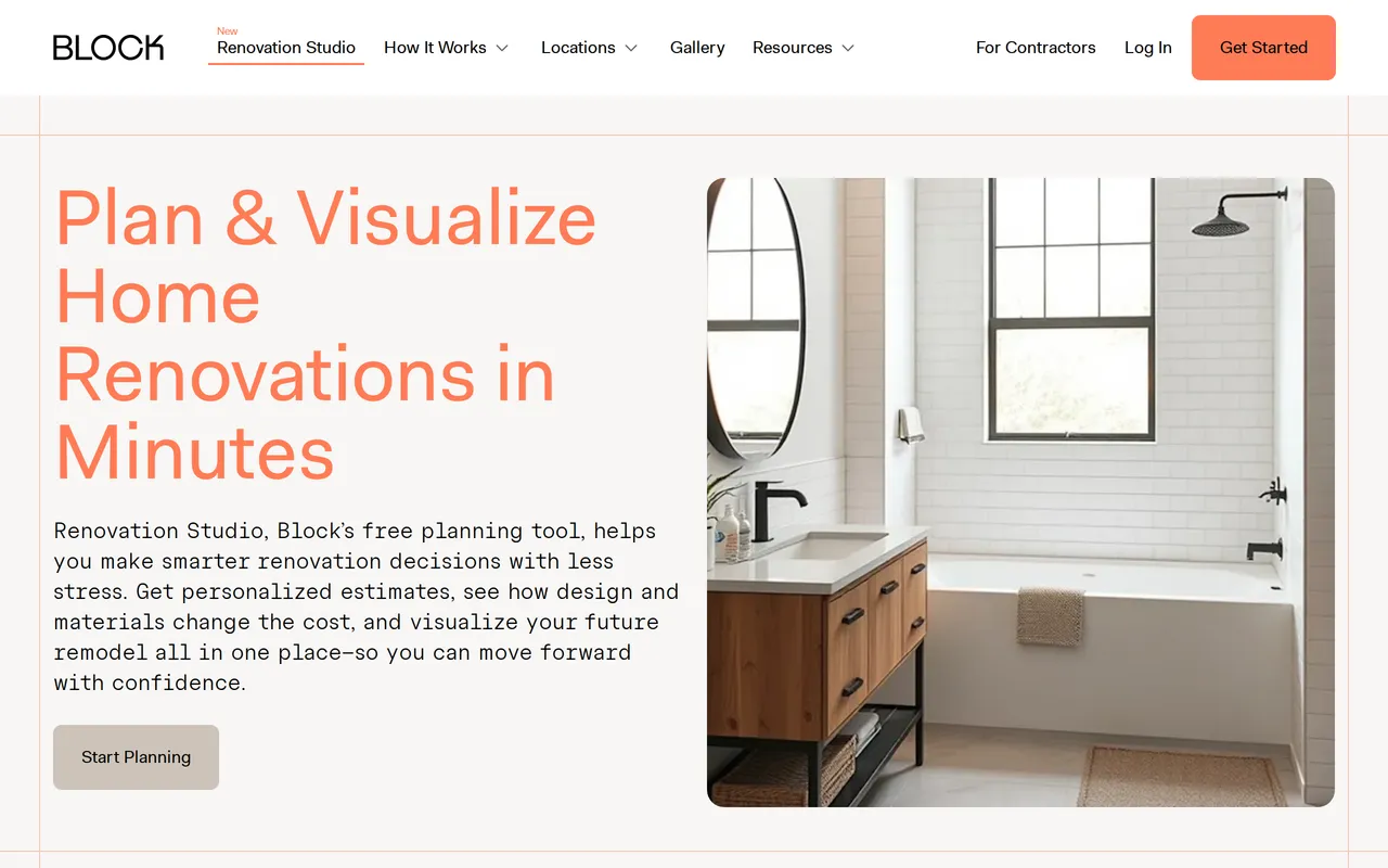 Block Renovation Studio home page screenshot