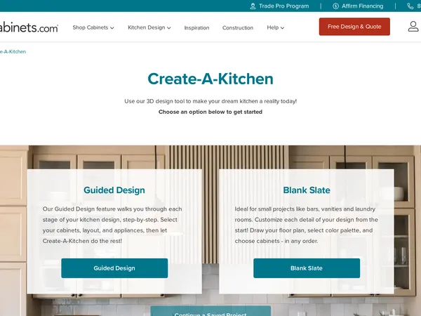 Cabinets.com Create-A-Kitchen screenshot