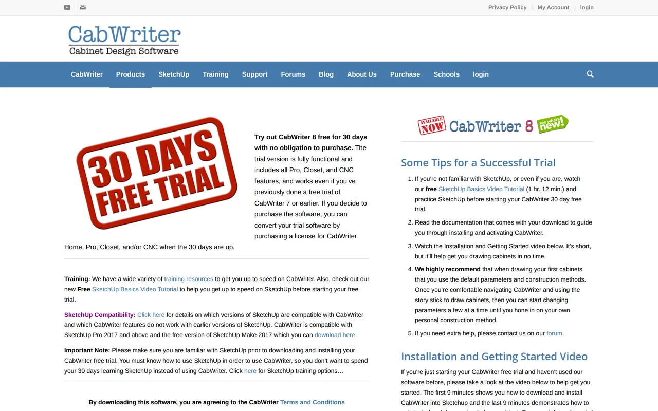 CabWriter home page screenshot