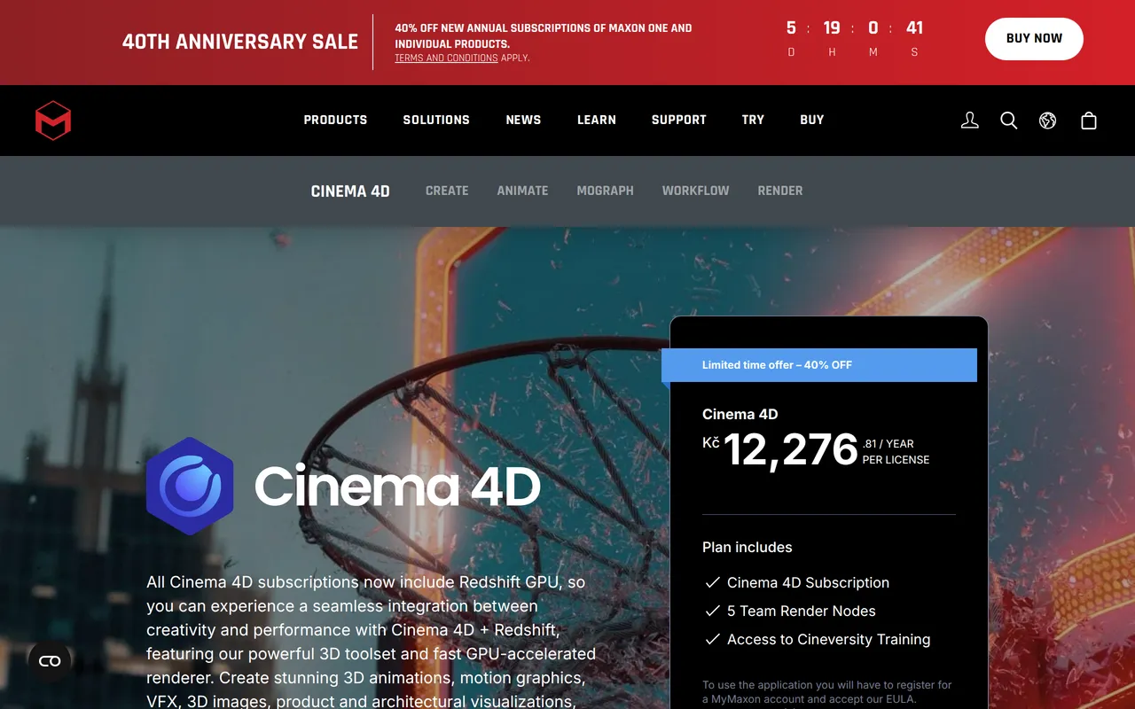Cinema 4D home page screenshot