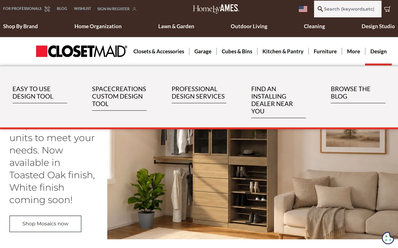 ClosetMaid Design Tool home page screenshot