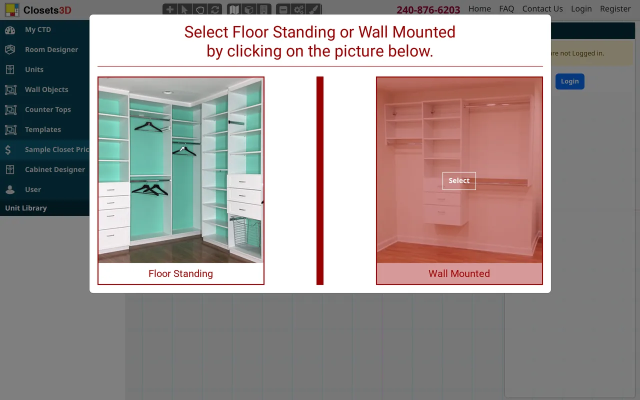 Closets3D home page screenshot