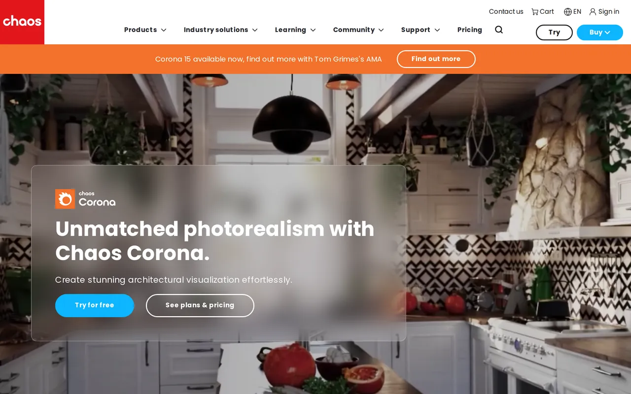 Corona Renderer home page screenshot