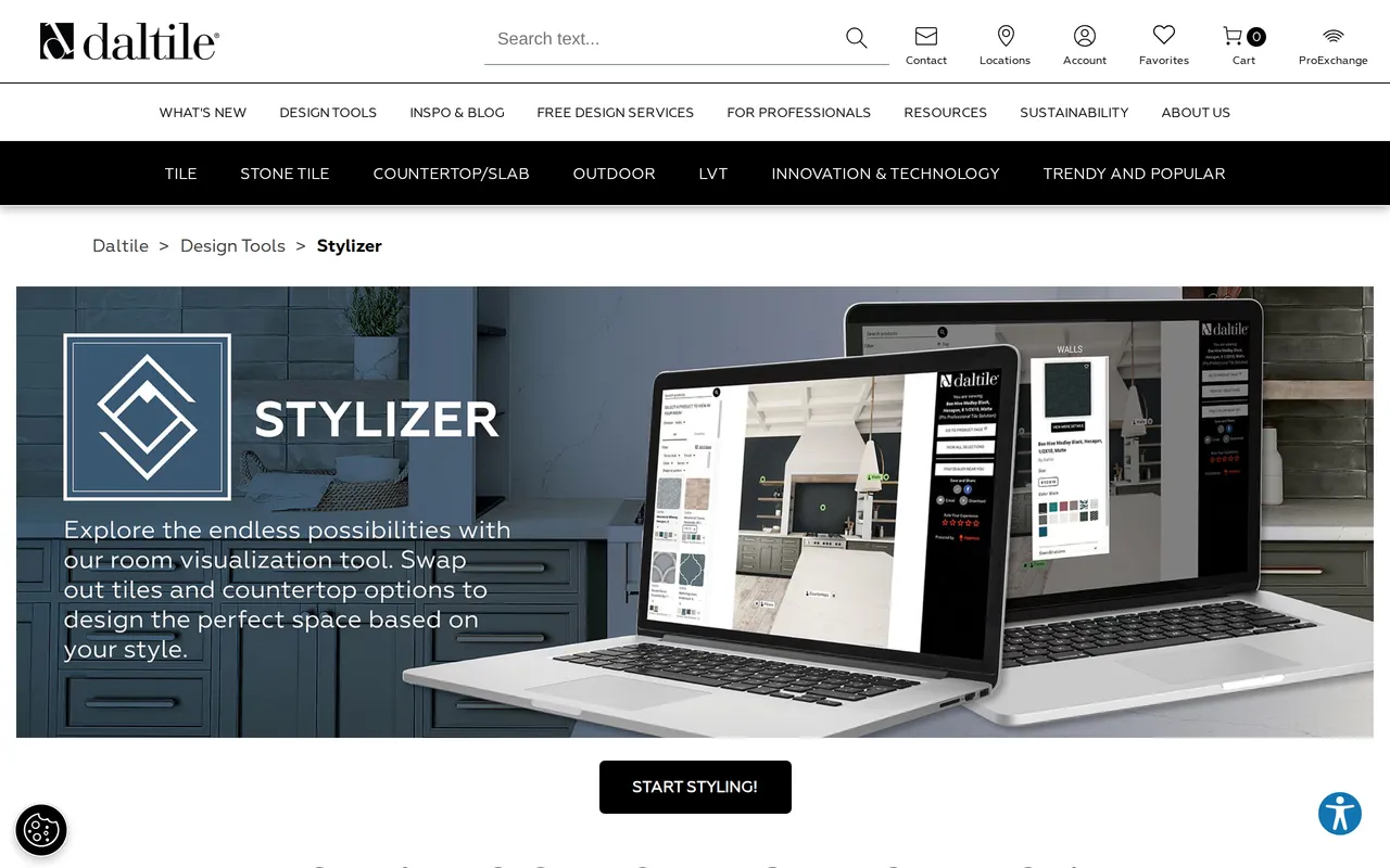 Daltile Stylizer home page screenshot