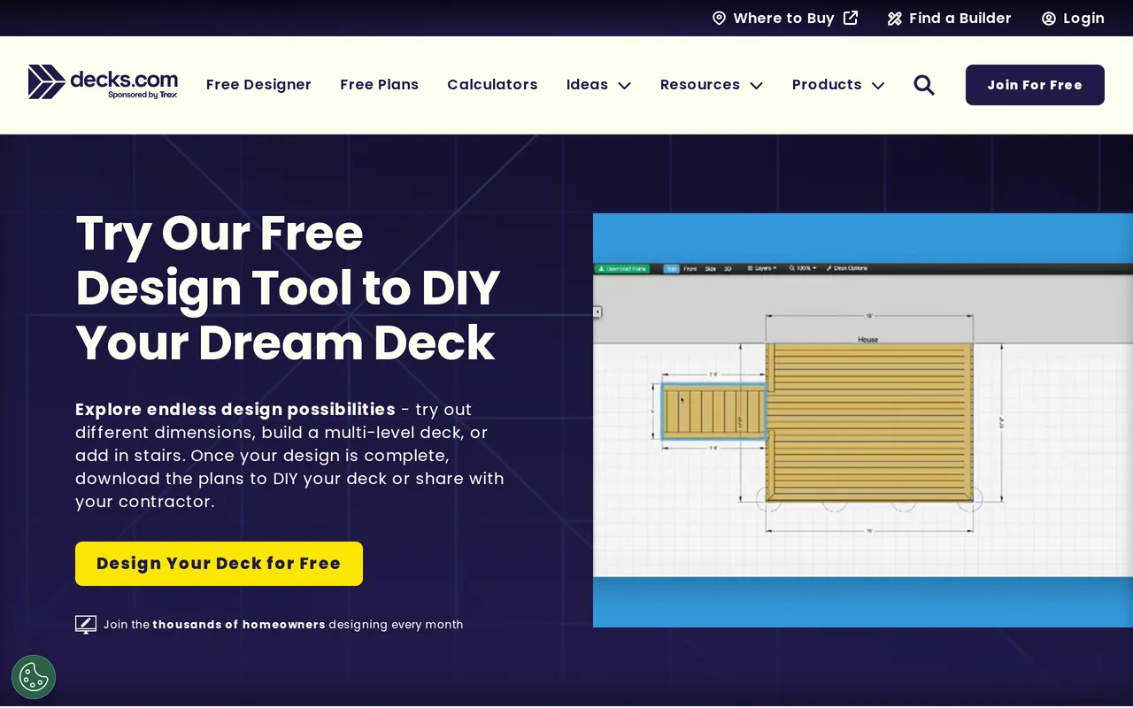Decks.com Deck Designer home page screenshot