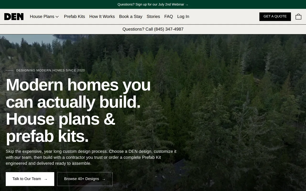 DEN Outdoors home page screenshot