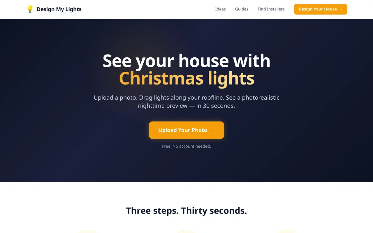 Design My Lights home page screenshot