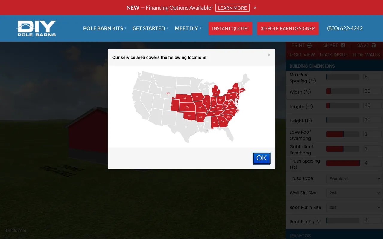DIY Pole Barns 3D Designer home page screenshot