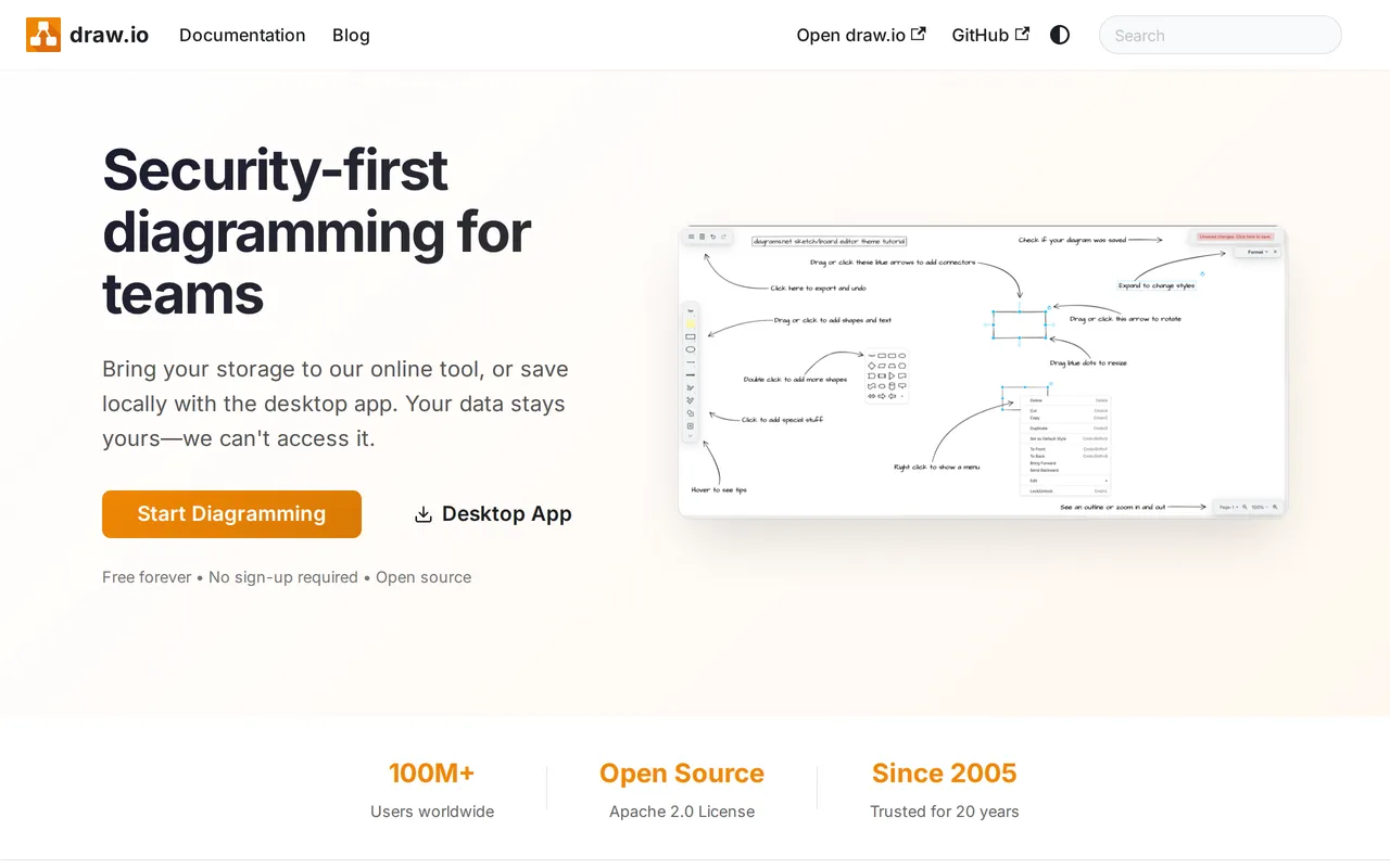 draw.io Floor Plans home page screenshot