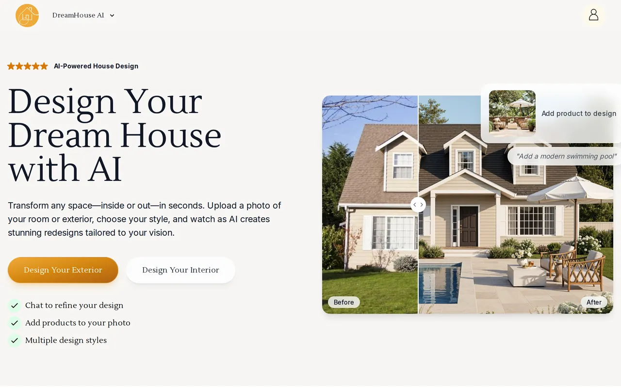 DreamHouse AI home page screenshot