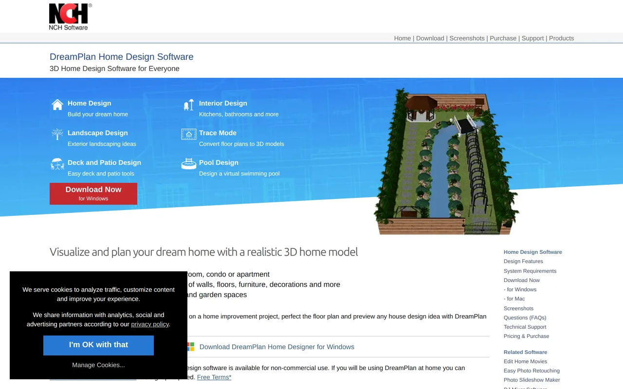 DreamPlan Home Design home page screenshot