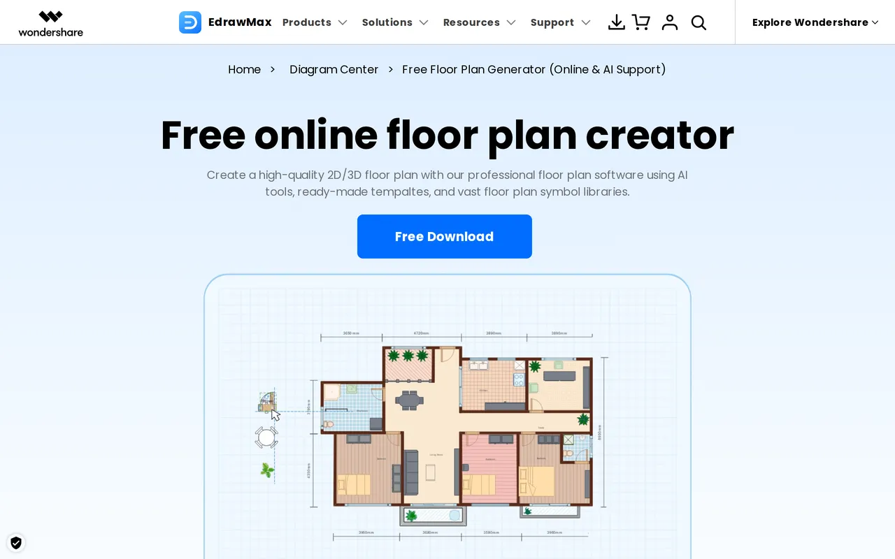 EdrawMax Floor Plan home page screenshot
