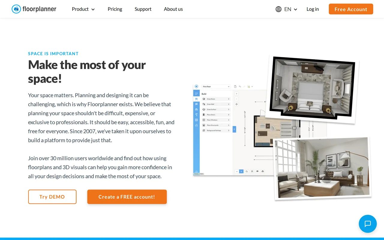 Floorplanner home page screenshot