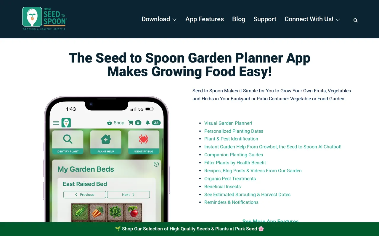 From Seed to Spoon home page screenshot