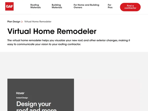 GAF Virtual Home Remodeler screenshot