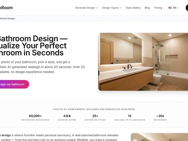 GenRoom AI Bathroom Design screenshot