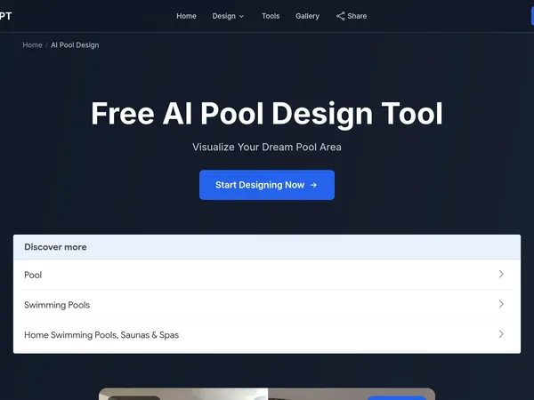 HomeGPT AI Pool Design screenshot