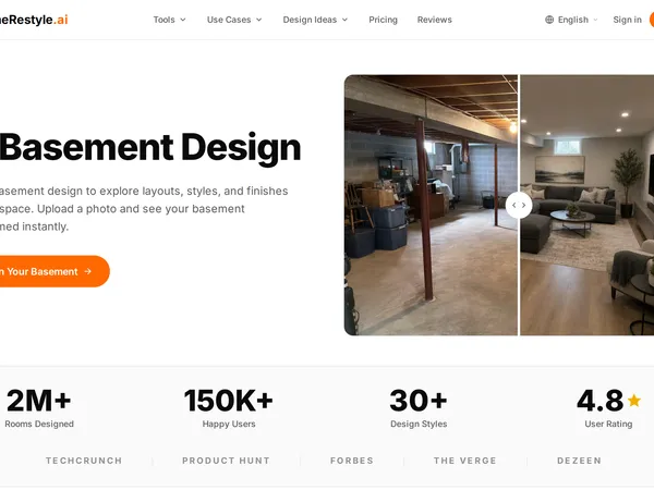 HomeRestyle AI Basement Design screenshot