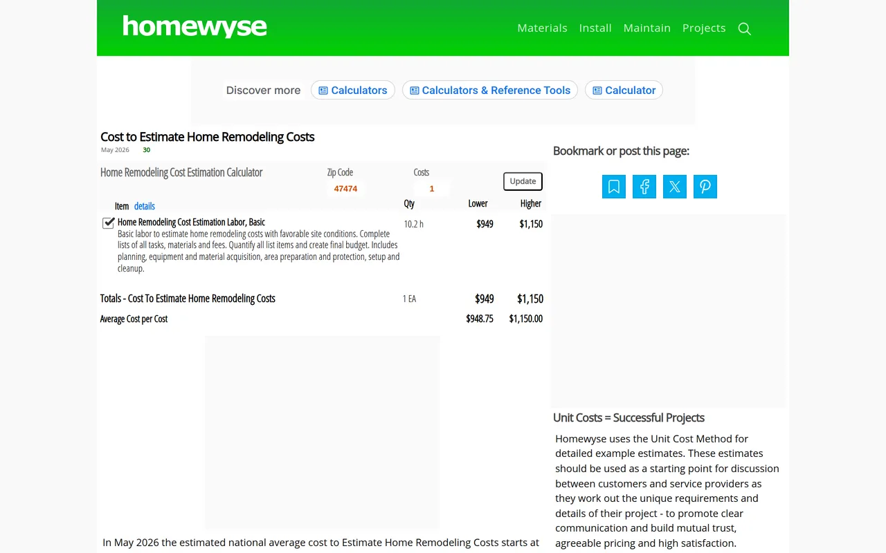 Homewyse home page screenshot