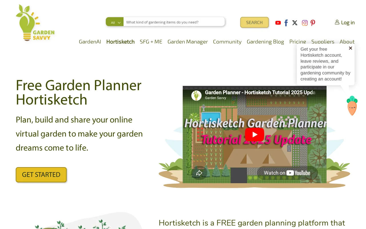 Hortisketch home page screenshot