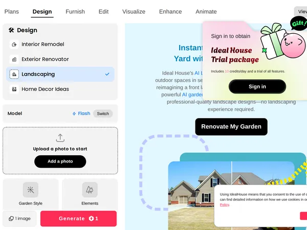 Ideal House AI Landscape Design screenshot
