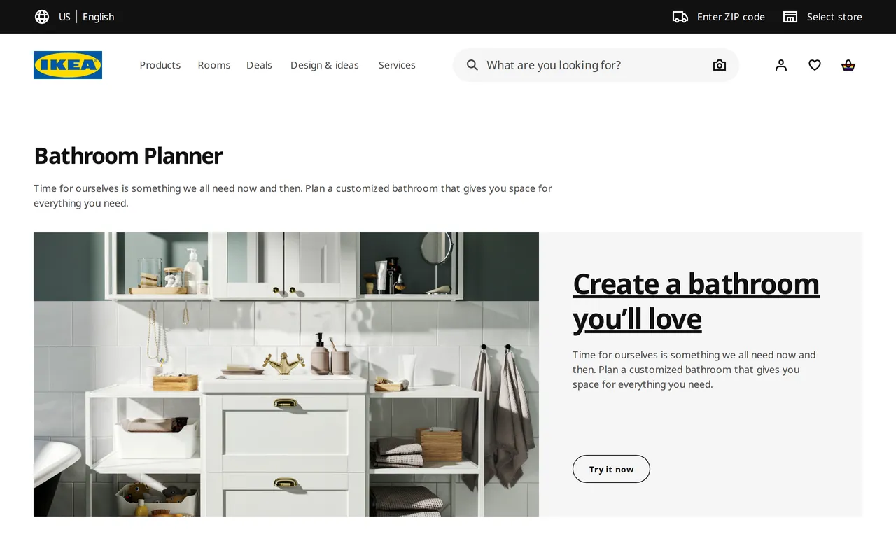 IKEA Bathroom Planner home page screenshot
