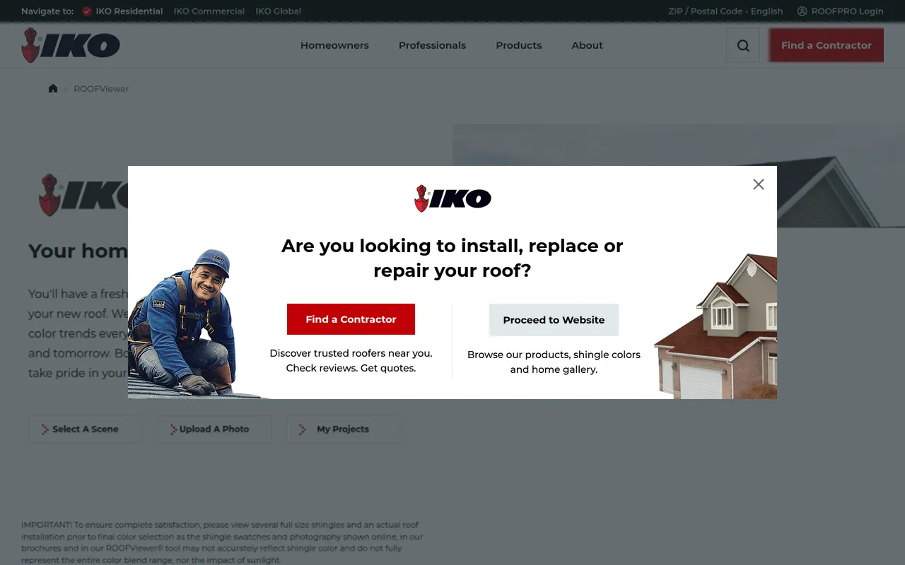 IKO ROOFViewer home page screenshot