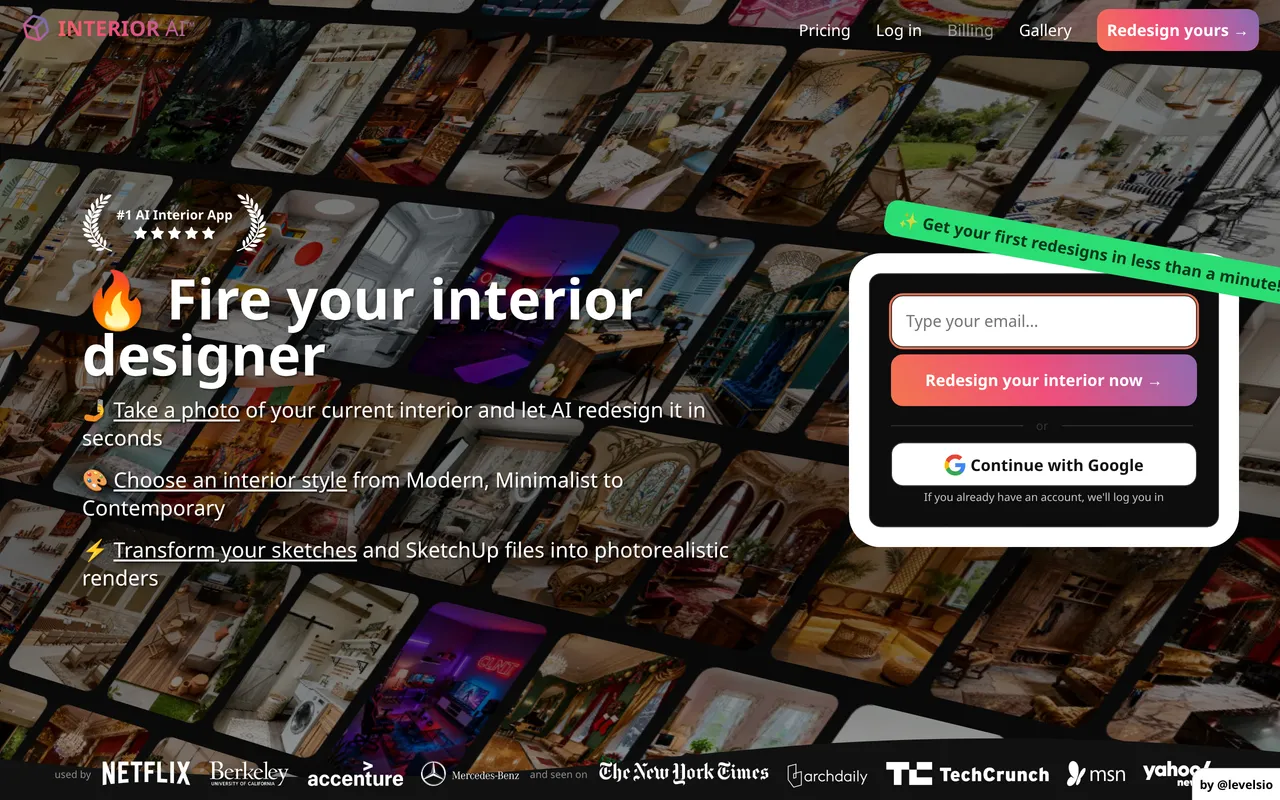 Interior AI home page screenshot