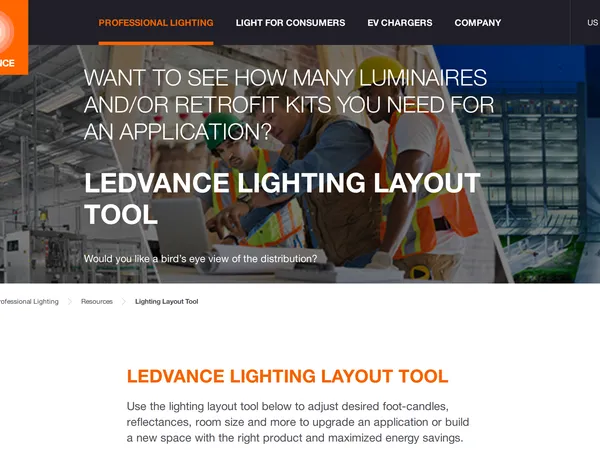 LEDVANCE Lighting Layout Tool screenshot