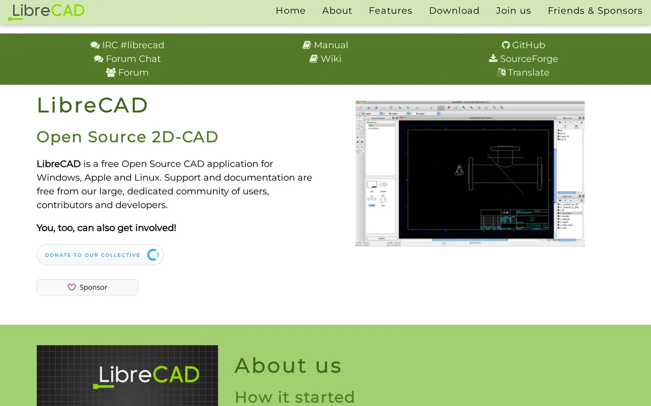 LibreCAD home page screenshot