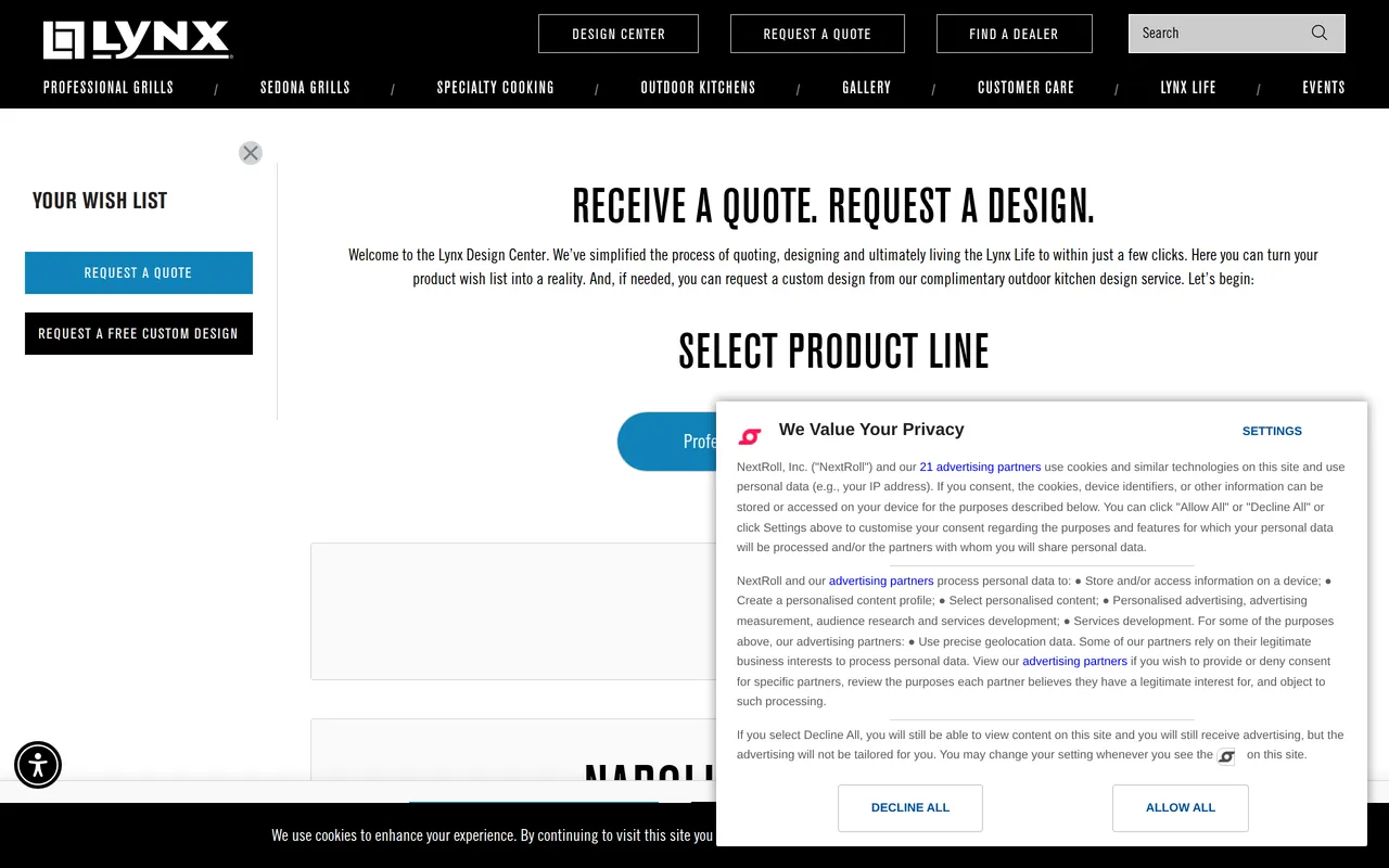 Lynx Design Center home page screenshot