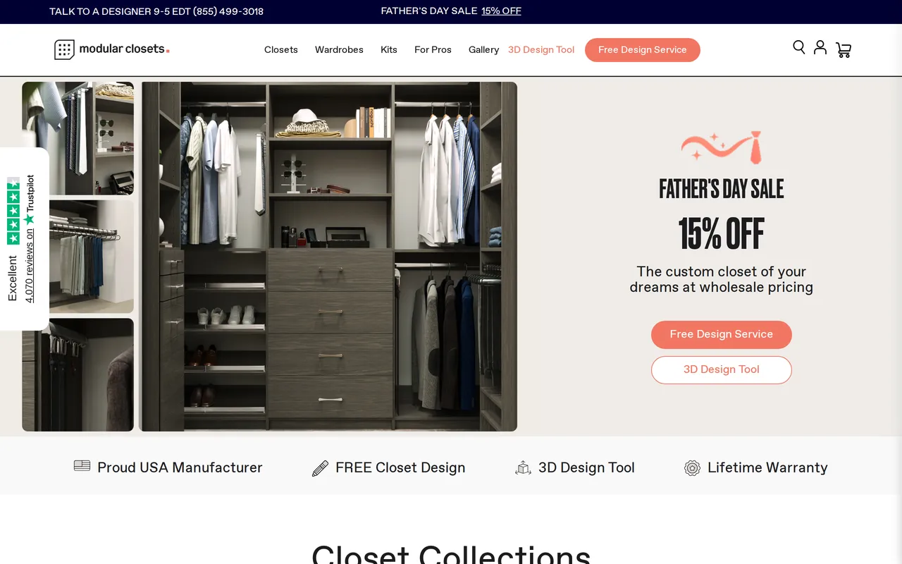 Modular Closets Design Tool home page screenshot