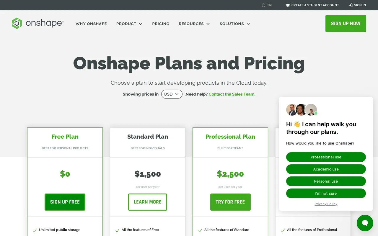 Onshape home page screenshot