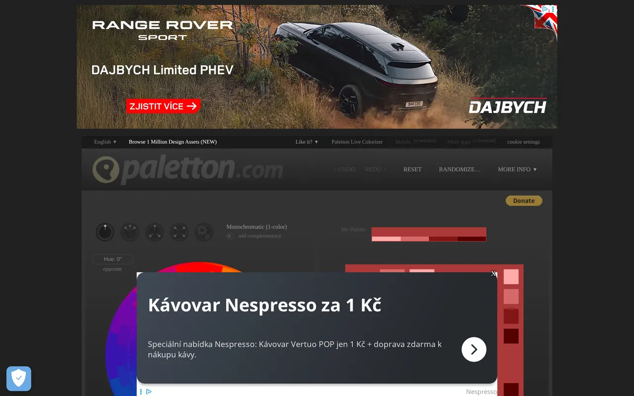 Paletton home page screenshot