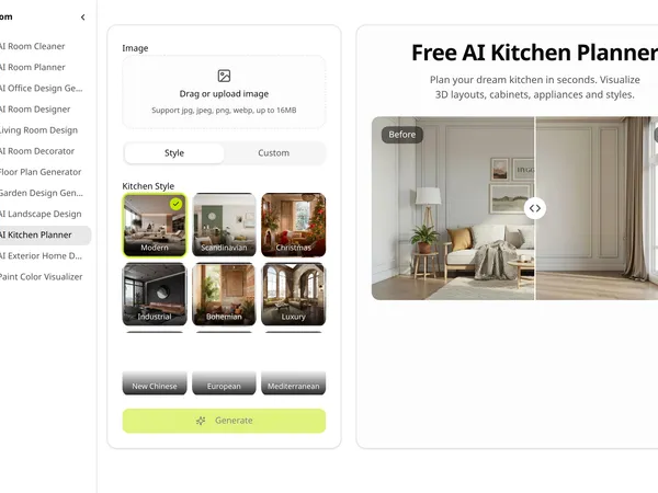 Picpala AI Kitchen Planner screenshot