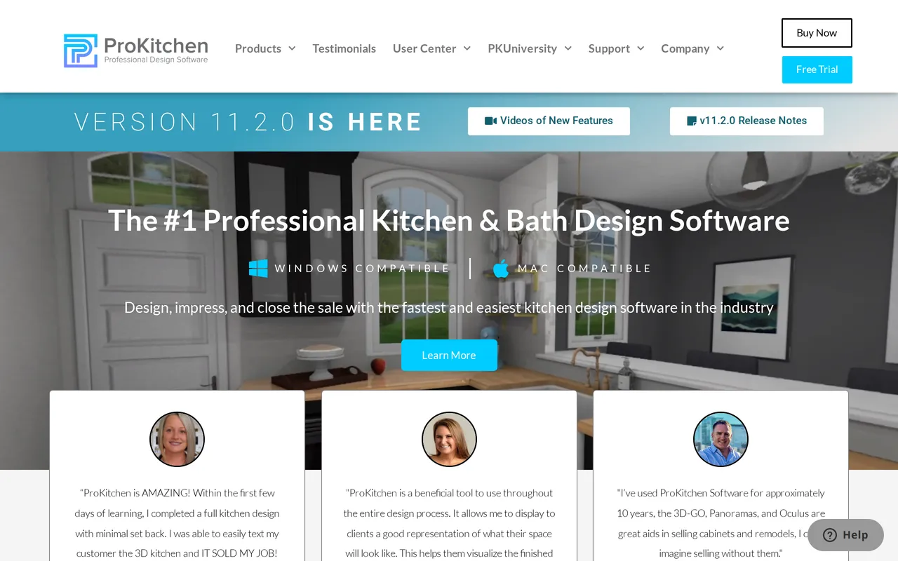 ProKitchen home page screenshot
