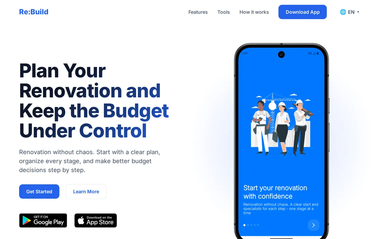 Re:Build home page screenshot
