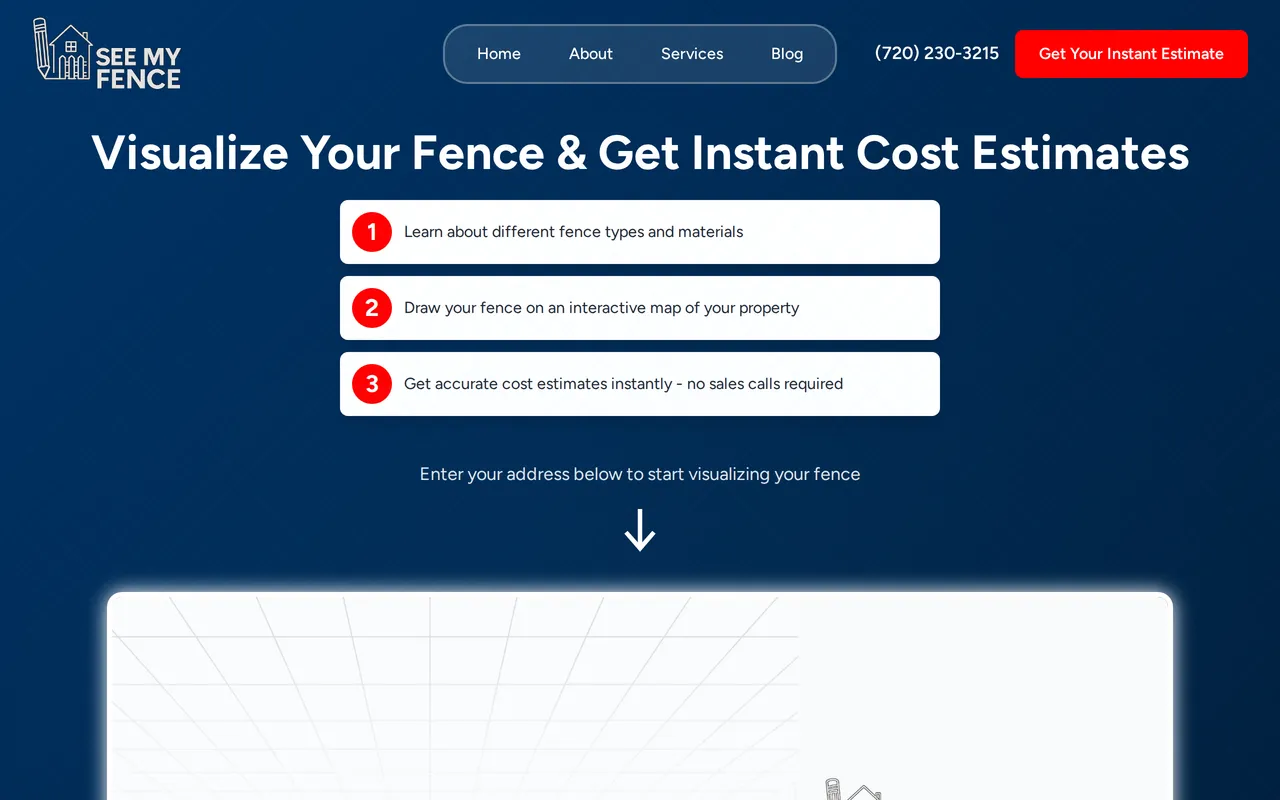 See My Fence home page screenshot