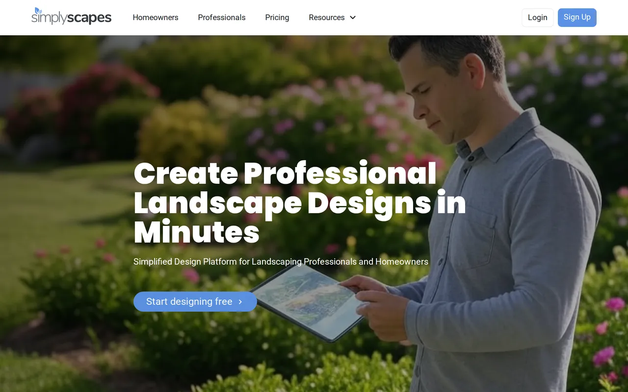SimplyScapes home page screenshot