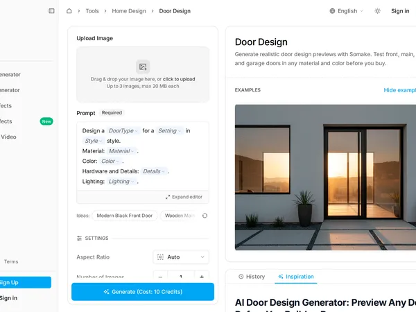 Somake AI Door Design Generator screenshot