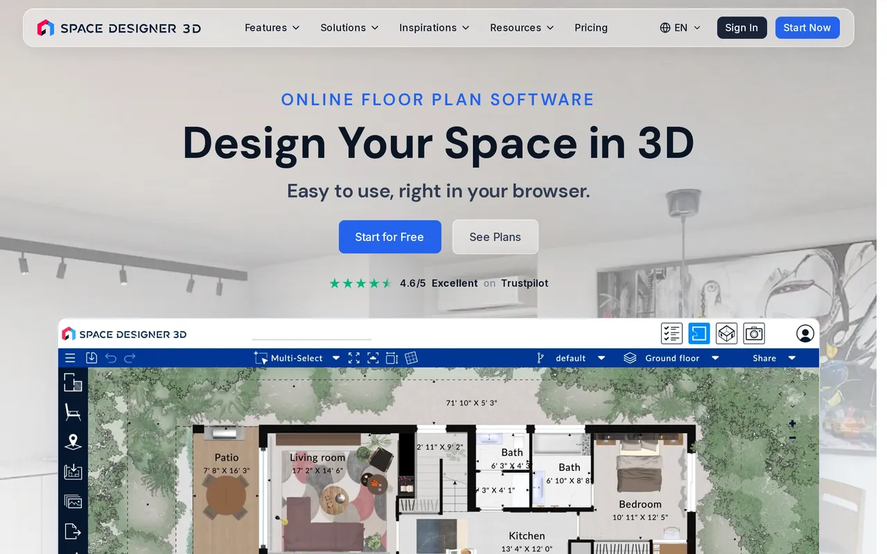 Space Designer 3D home page screenshot
