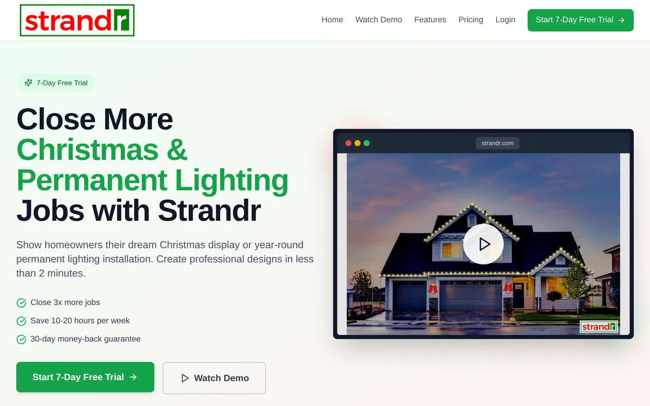Strandr home page screenshot