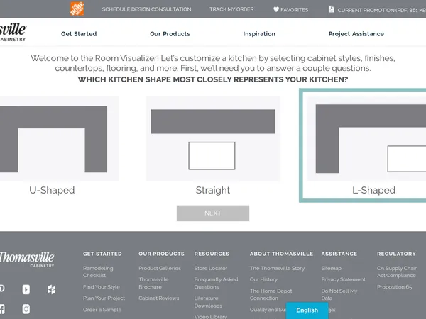 Thomasville Cabinetry Room Visualizer screenshot
