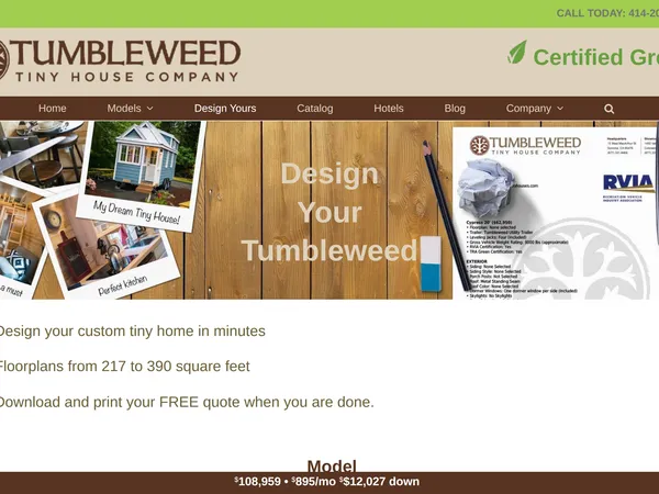 Tumbleweed Tiny House Configurator screenshot