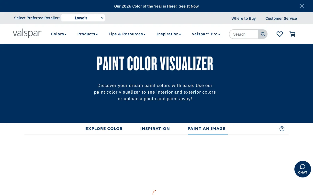 Valspar Color Visualizer home page screenshot