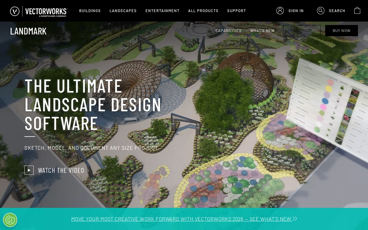 Vectorworks Landmark home page screenshot